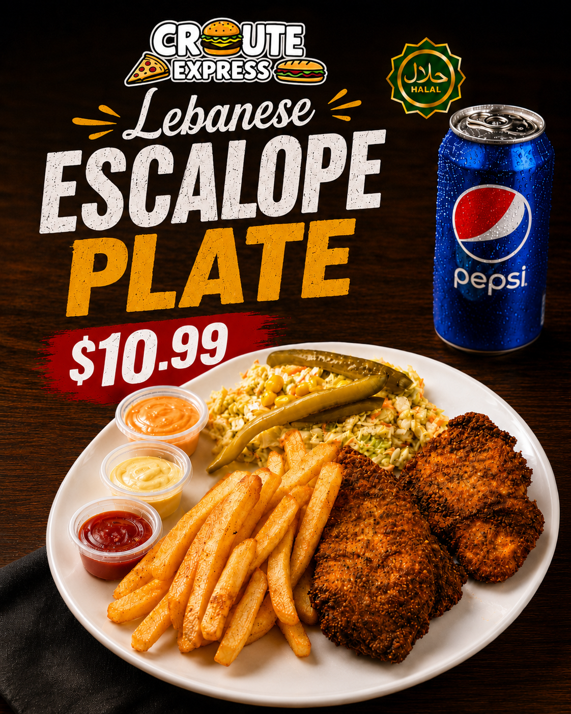 Lebanese Escalope Plate at Croute Express Montréal